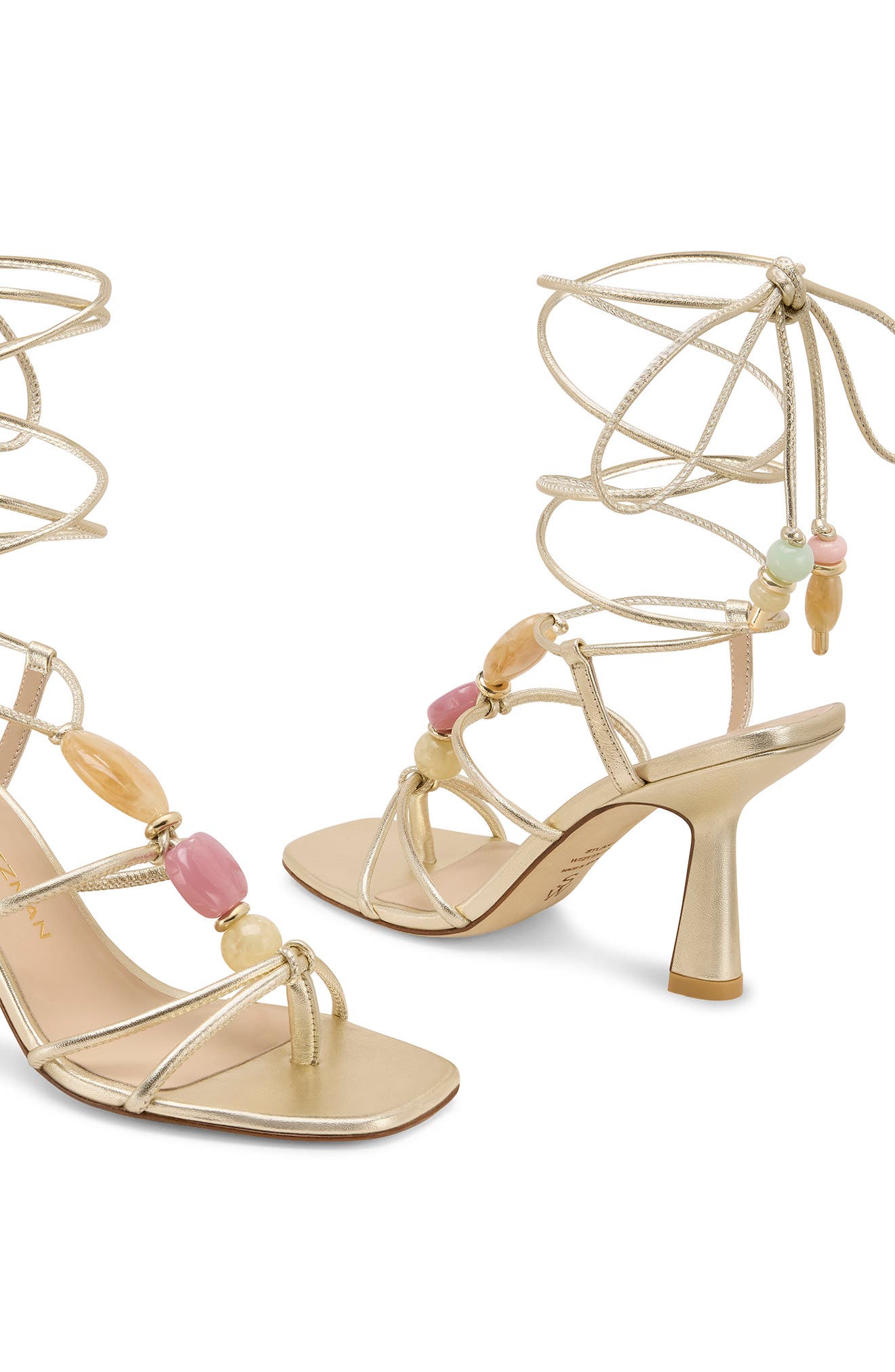 Stuart Weitzman Majorca Wrap Sandal 85, Alternate, color, Platino Silver