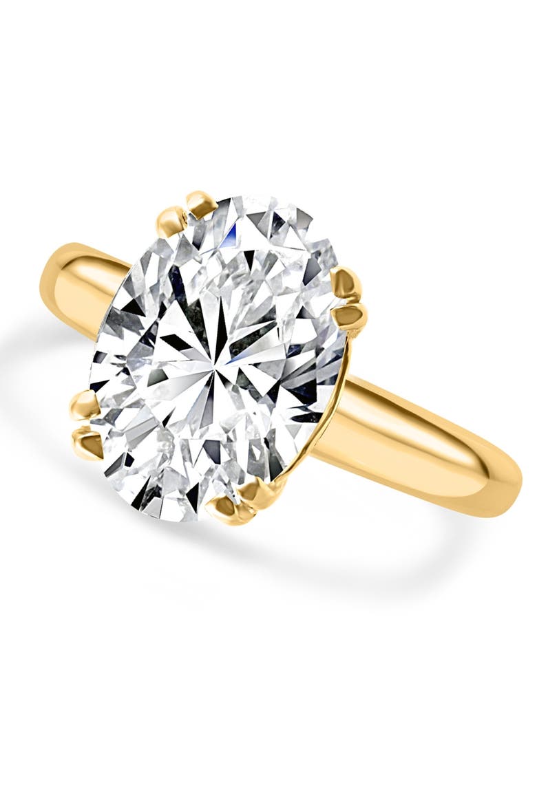 Certified 5Ct Oval 14k Gold Diamond Engagement Ring Lab Grown, Alternate, color, 14k Yellow Gold