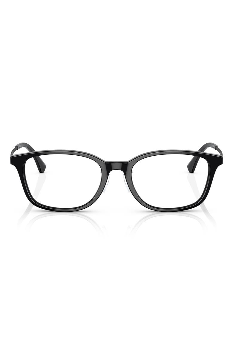 Emporio Armani 52mm Pillow Optical Glasses, Main, color, Shiny Black / Demo Lens