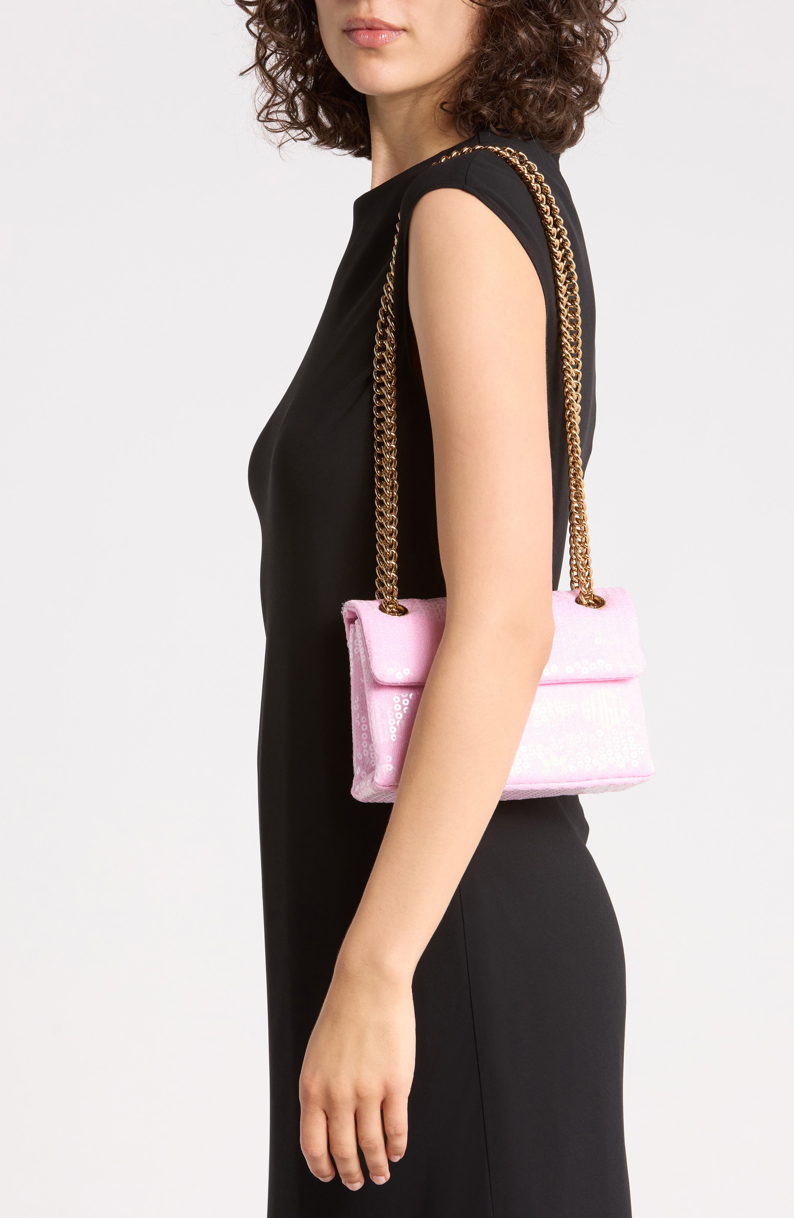 Sequin Mini Brixton Convertible Shoulder Bag, Alternate, color, LIGHT/ PASTEL PINK