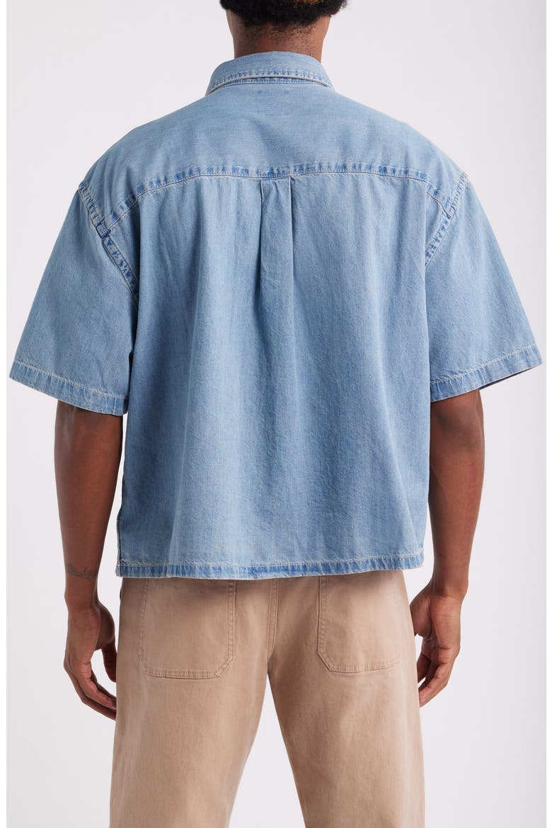 Cyrus Loose Fit Short Sleeve Denim Button-Up Shirt, Alternate, color, STONEWASH BLUE