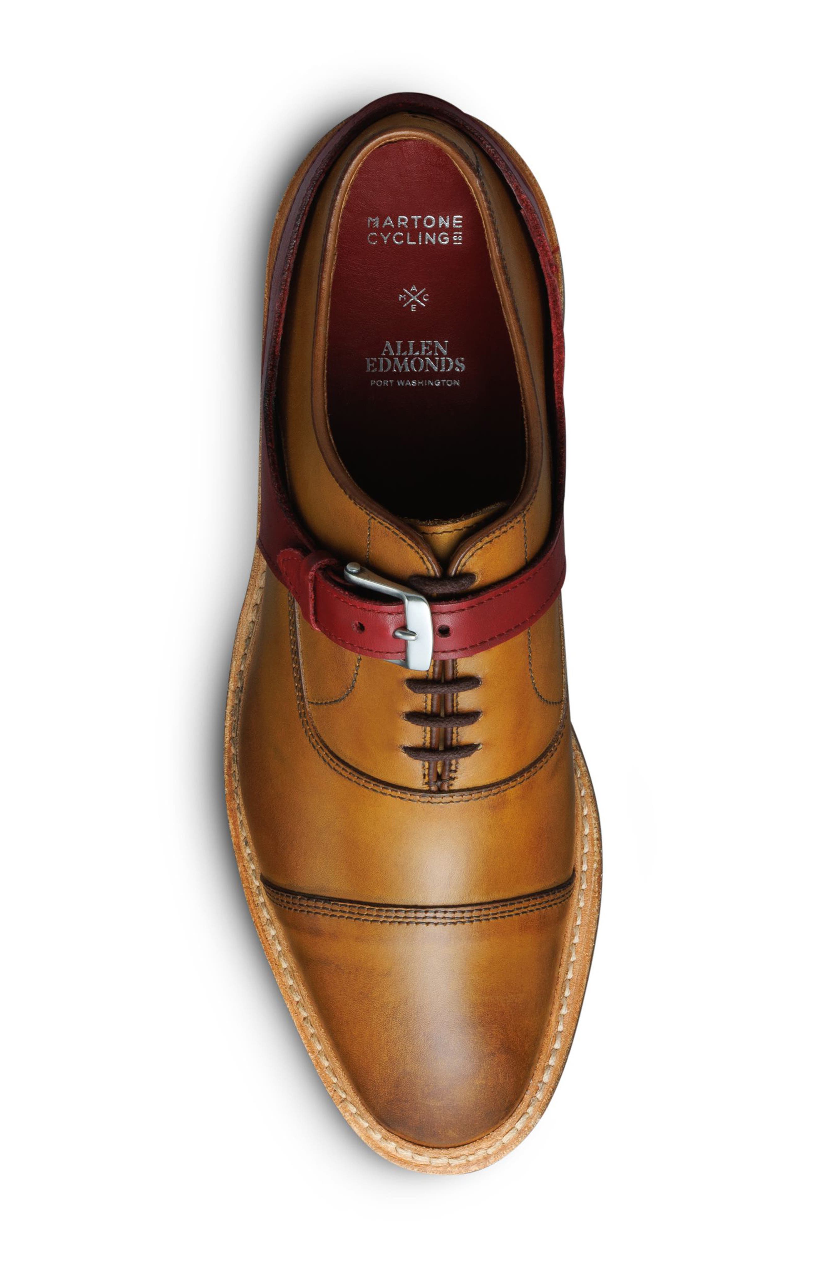 Park Avenue Cap Toe Oxford with Buckle Harness, Alternate, color, WALNUT/ RED