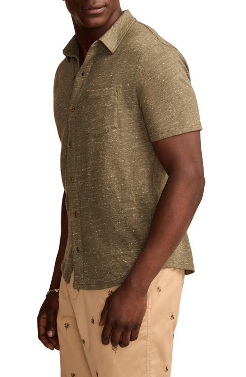 Lucky Brand Short Sleeve Marled Linen Button-up Shirt In Thyme