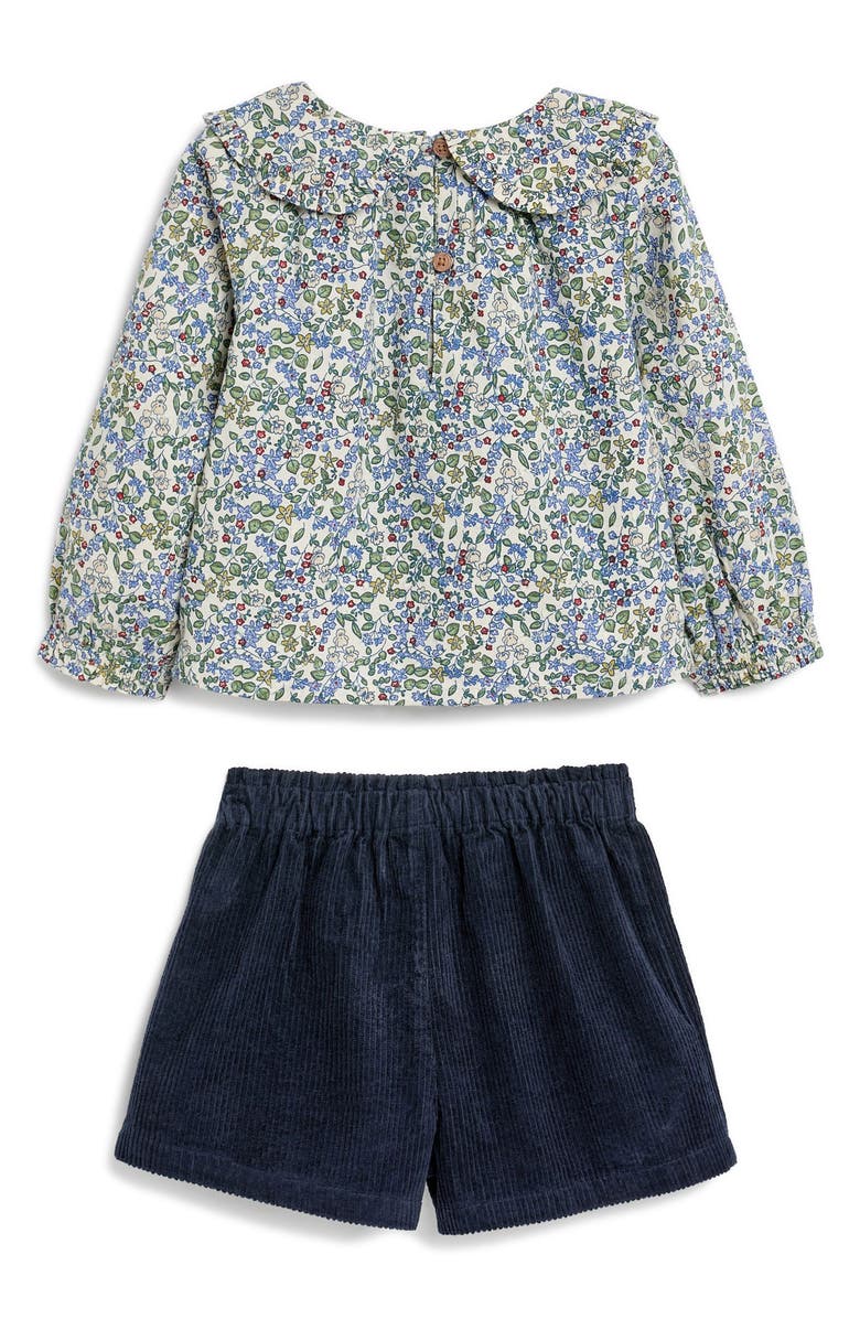 NEXT Kids' Floral Cotton Shirt, Corduroy Shorts & Tights Set, Alternate, color,