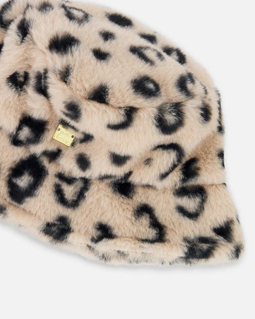 Deux Par Deux Fake Fur Bucket Hat In Animal Print