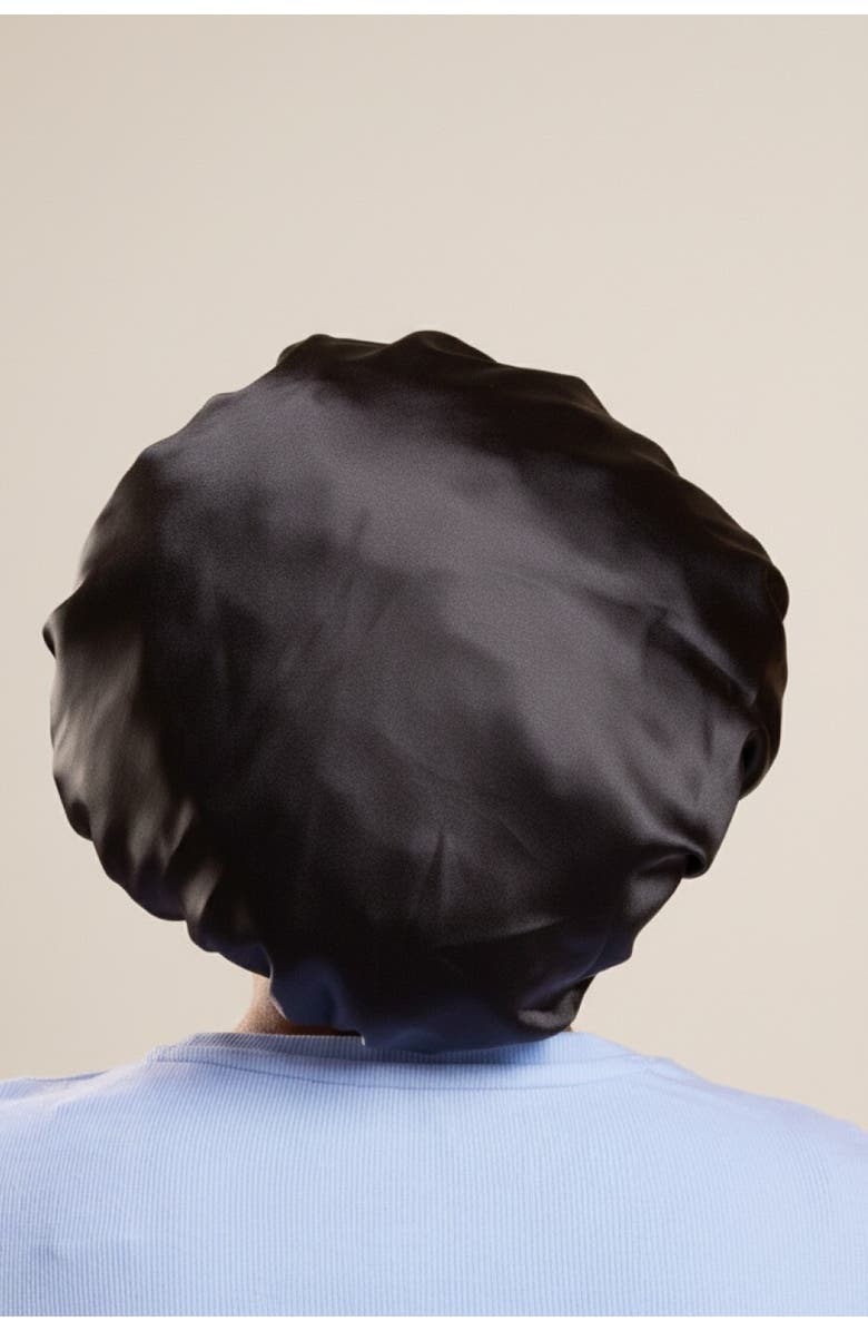 Hello Updo Silk Night Bonnet, Main, color, Black