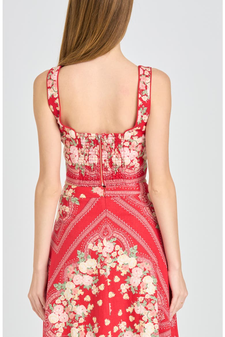 Edith Linen Blend Crop Top, Alternate, color, RED SCARF