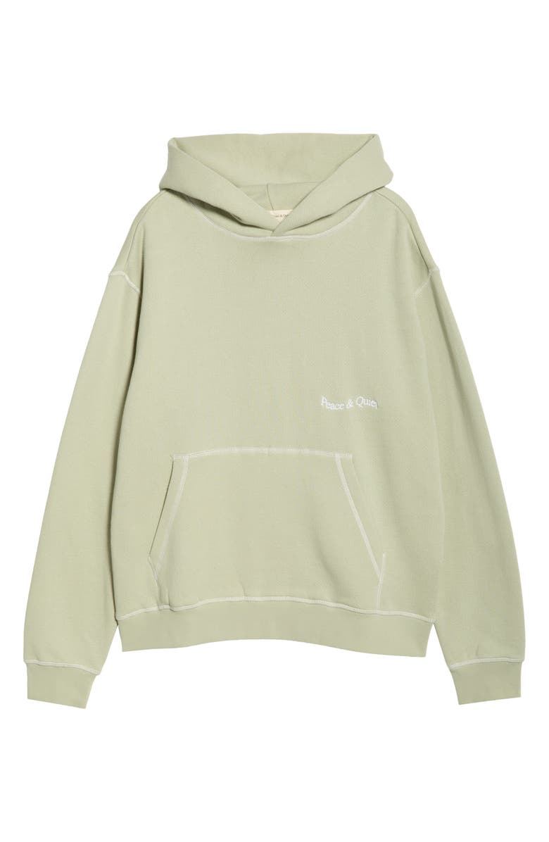 Museum of Peace & Quiet Wordmark Reverse Stitch Hoodie, Alternate, color, Sage