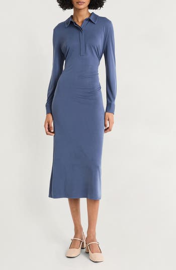 Luxely Long Sleeve Jersey Polo Dress | Nordstromrack