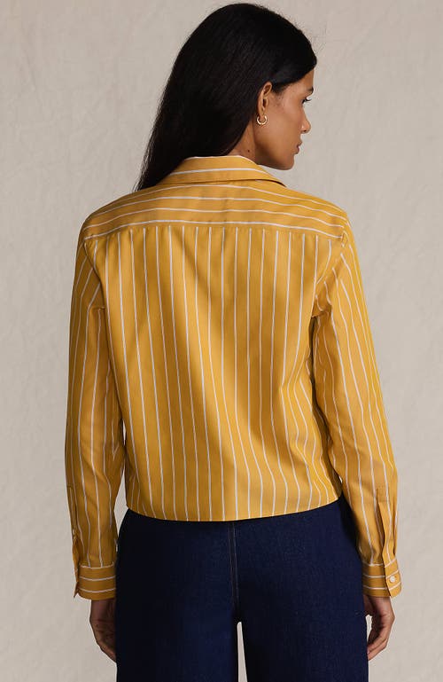 Lands' End No Iron Boxy Cropped Shirt In Yellow