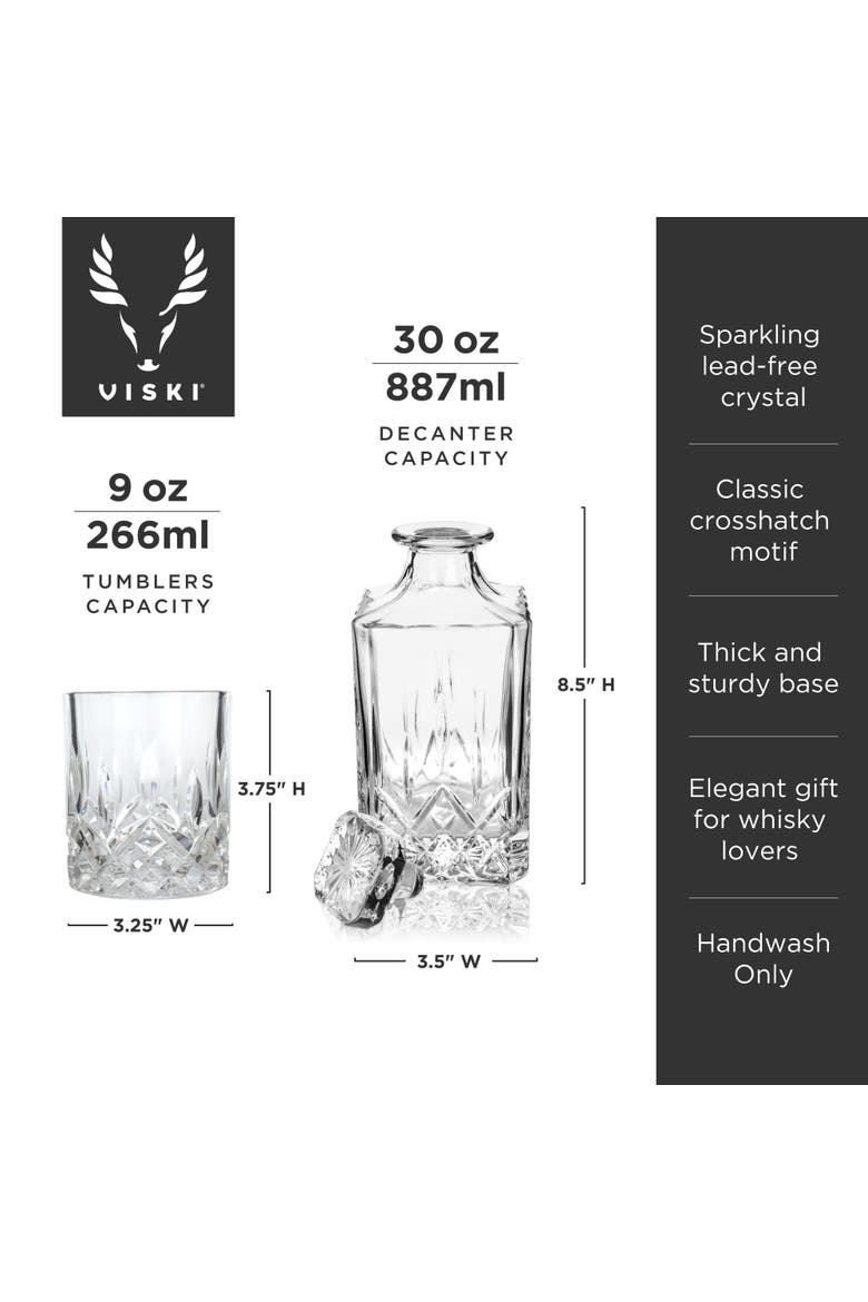 Admiral Crystal 3-Piece Decanter & Tumbler Set, Alternate, color, Clear