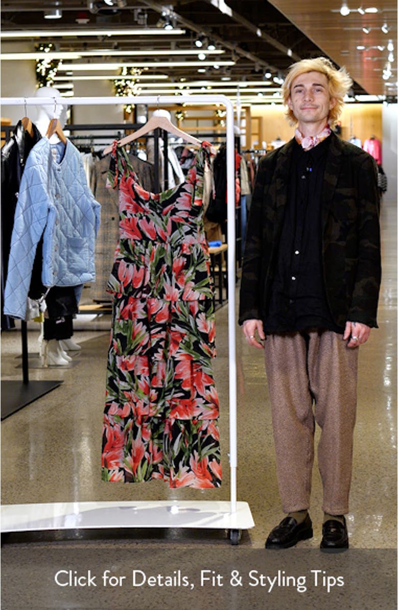 Floral Tie Strap Tiered Midi Dress, sales video thumbnail