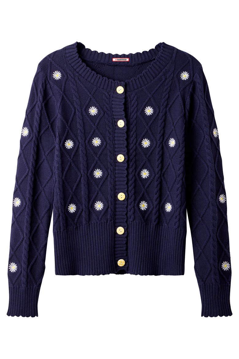 Embroidered Cable Cardigan, Alternate, color, EMBROIDERED DAISIES