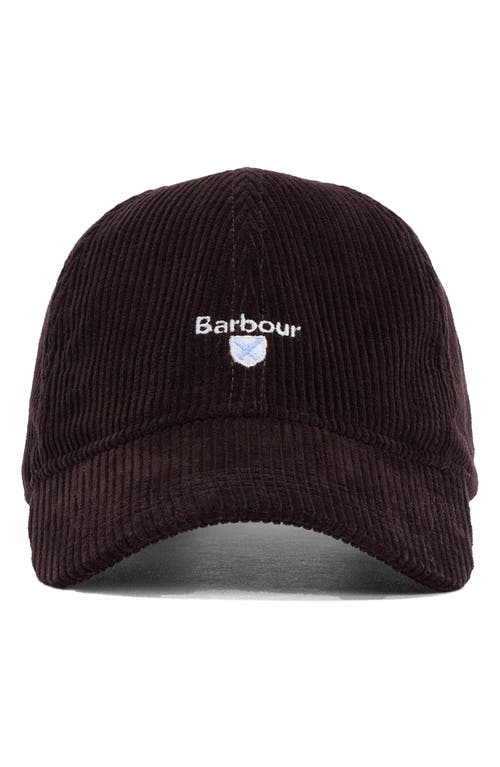Barbour Preston Adjustable Corduroy Baseball Cap In Black