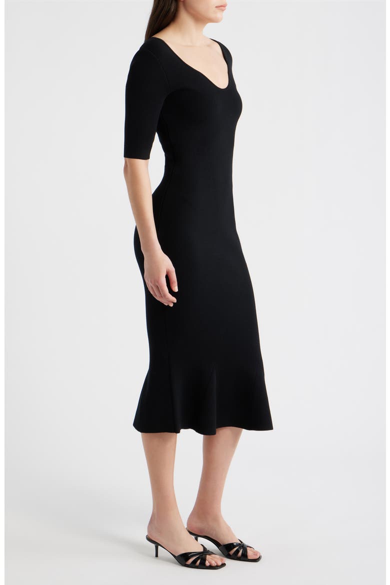 Fosa Tulip Hem Midi Dress, Alternate, color, BLACK