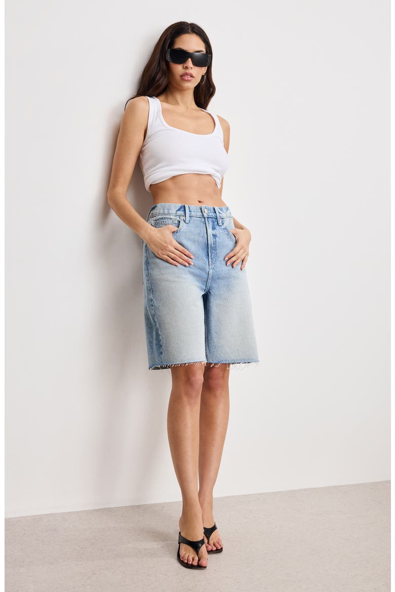 Good Standard Raw Hem Denim Bermuda Shorts, Alternate, color, INDIGO888
