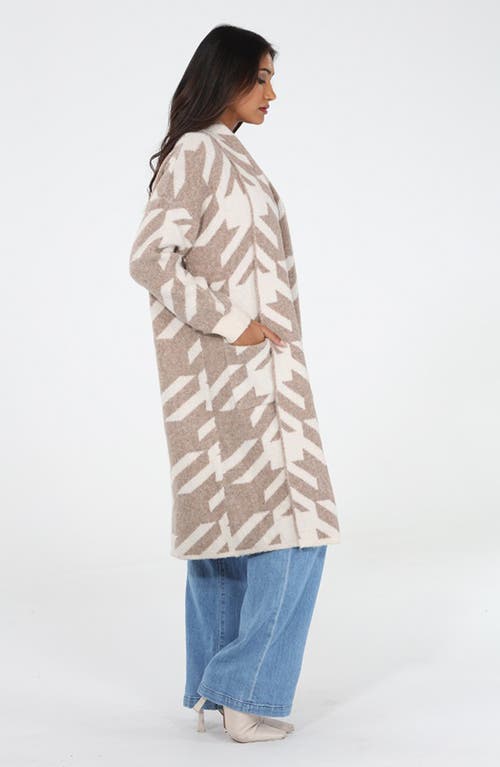 Rain And Rose Print Cardigan In Brown