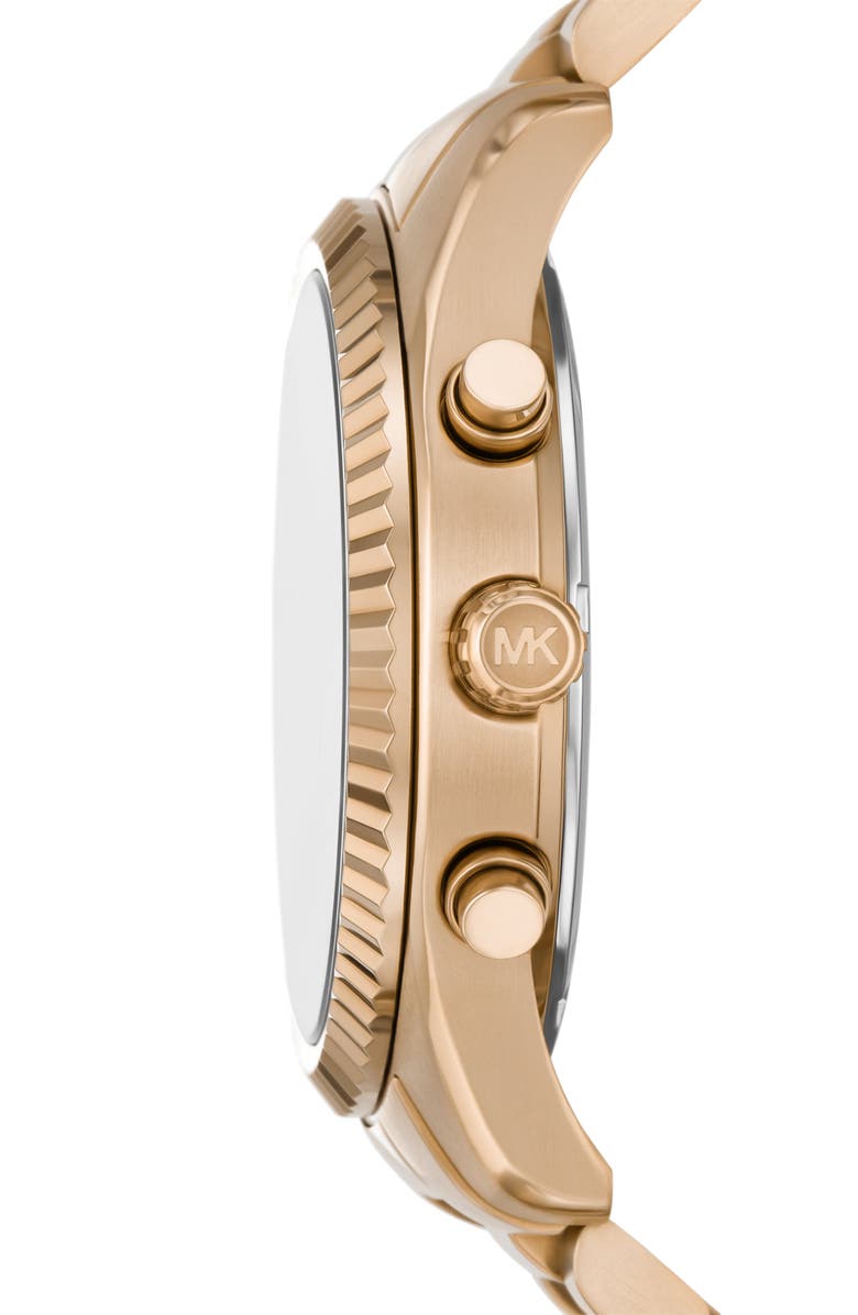 Michael Kors Lexington Chronograph Quartz Bracelet Watch, 44mm, Alternate, color, Black/ Beige Gold