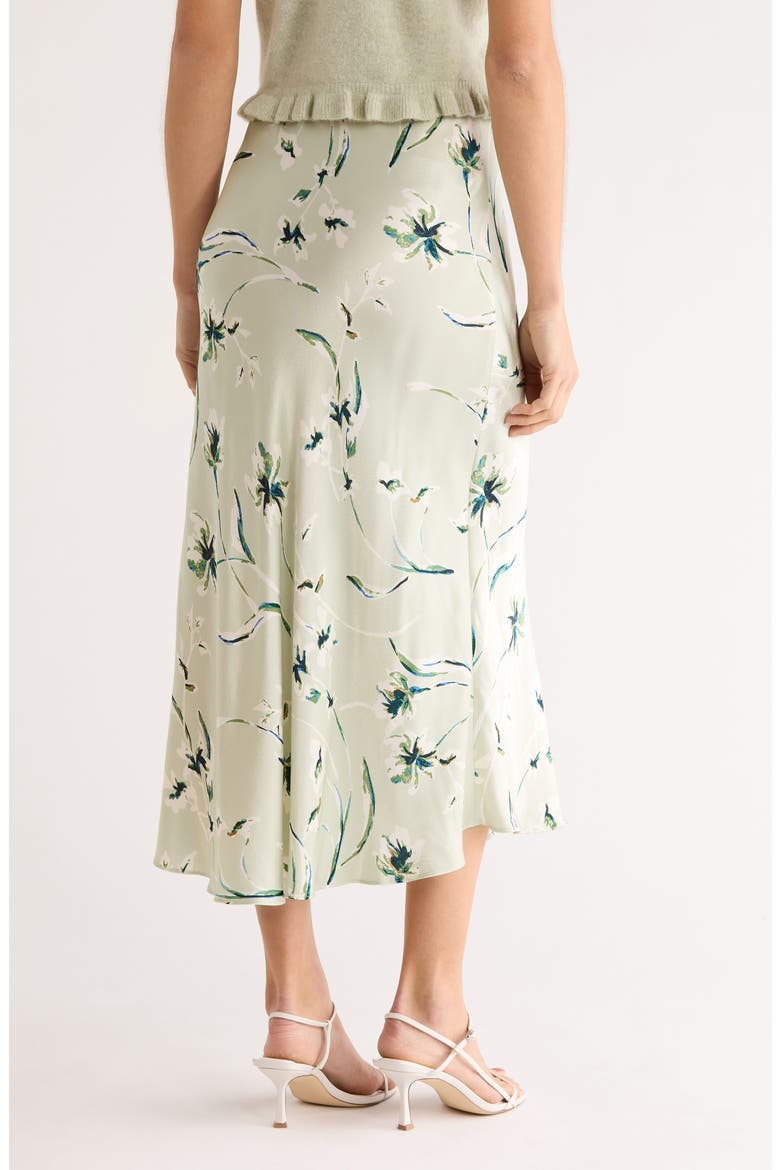 Anya Floral Satin Midi Skirt, Alternate, color, MINT LINNEA