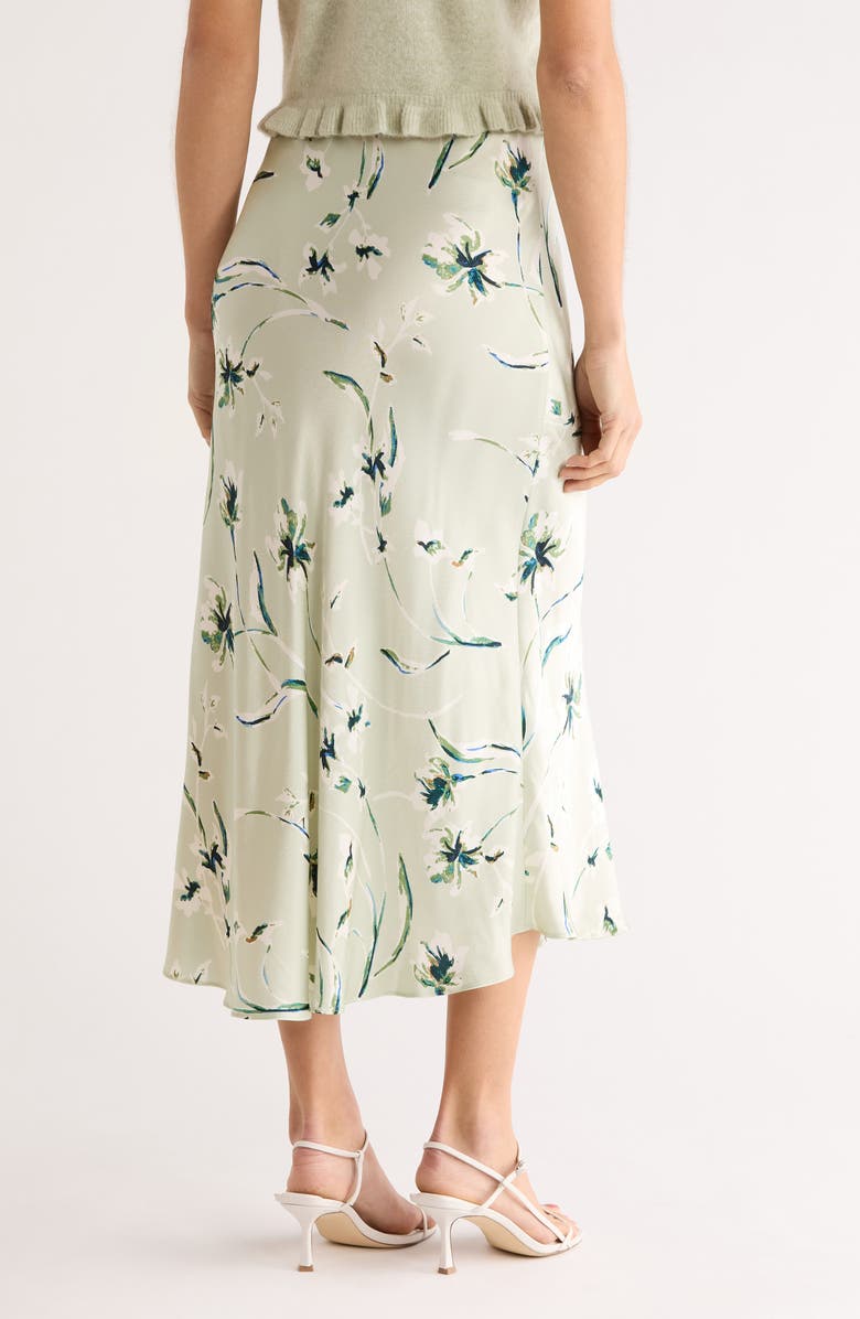 Rails Anya Floral Satin Midi Skirt, Alternate, color, Mint Linnea
