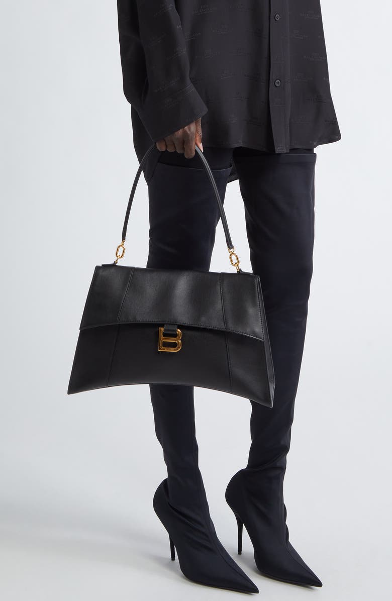 Balenciaga Medium Hourglass Soft Leather Shoulder Bag, Alternate, color,