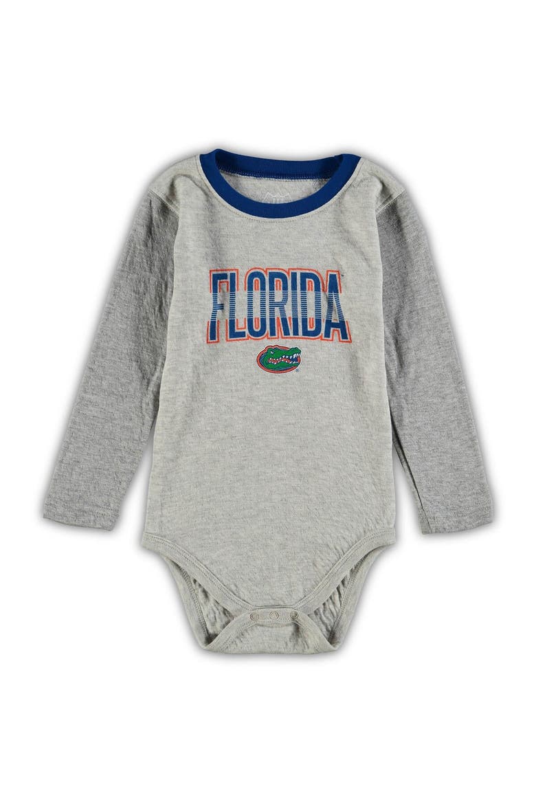 Infant Wes & Willy Heathered Gray/Royal Florida Gators Jie Jie Long Sleeve Bodysuit & Pants Set, Alternate, color, Heather Gray