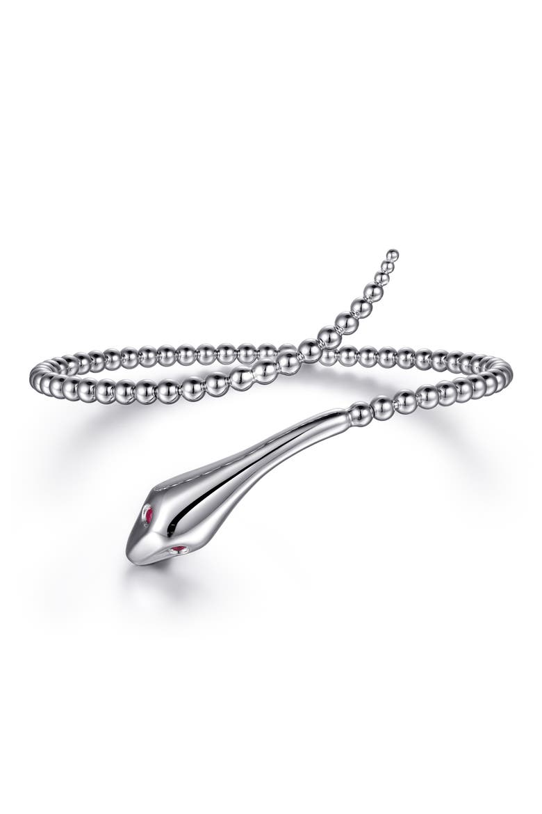 Ruby Snake Bujukan Bypass Bracelet, Main, color, STERLING SILVER