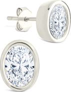 Sterling Forever Oval Cut Cubic Zirconia Stud Earrings