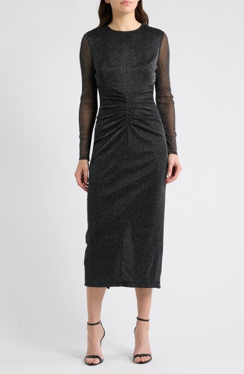 Glitter Long Sleeve Body-Con Dress