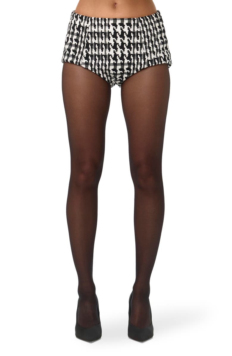 Naked Wardrobe Houndstooth Shorts, Main, color, Black/ White