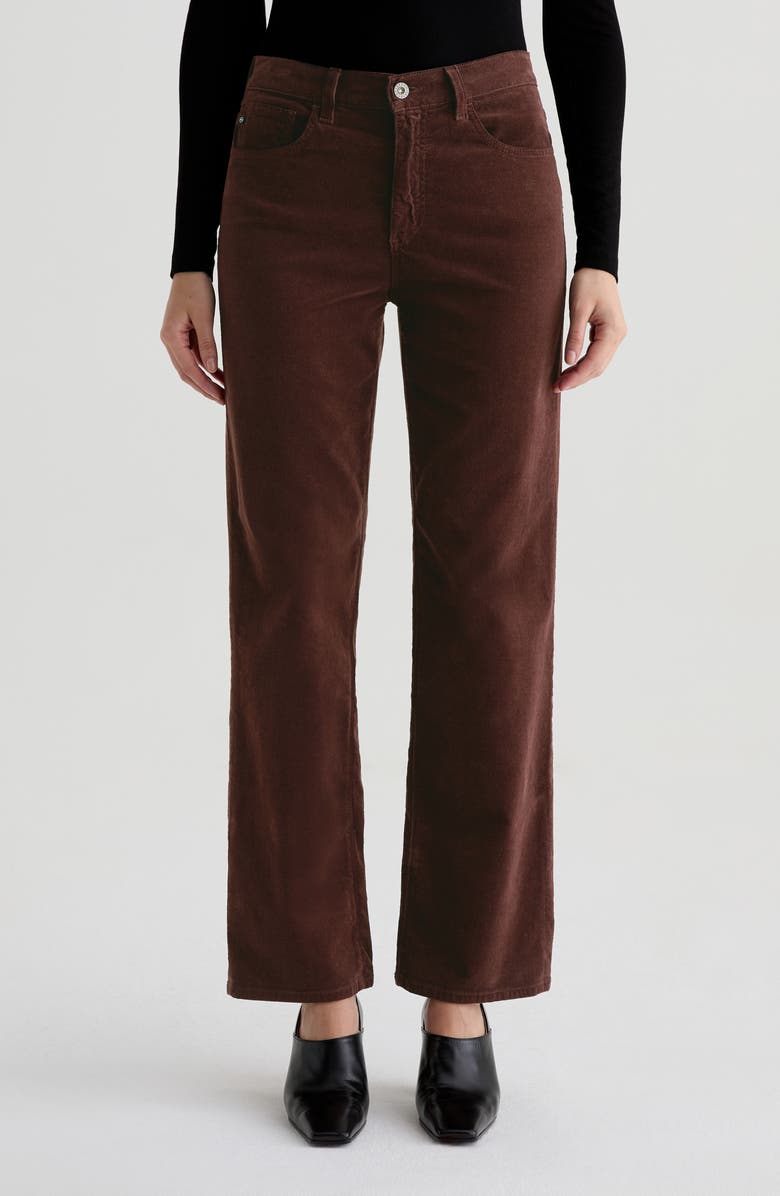 AG Brinley Mid Rise Straight Leg Corduroy Pants, Main, color, Coffee Bean