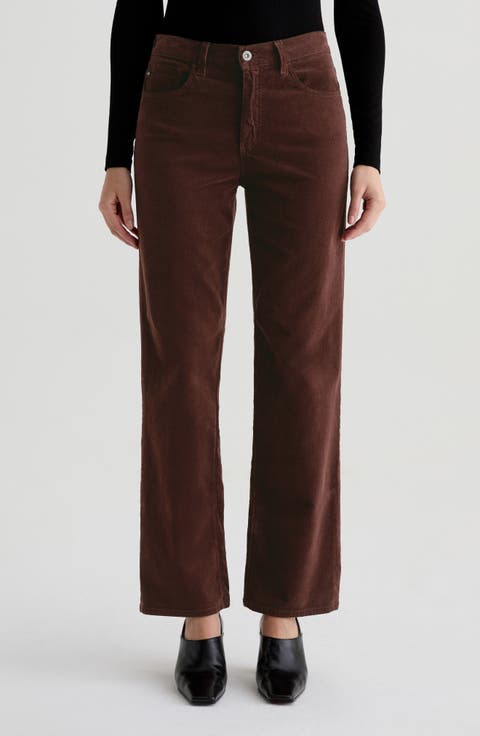 Brinley Mid Rise Straight Leg Corduroy Pants