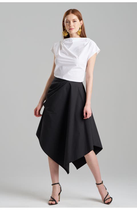 TECH COTTON TAFFETA Asymmetrical Skirt