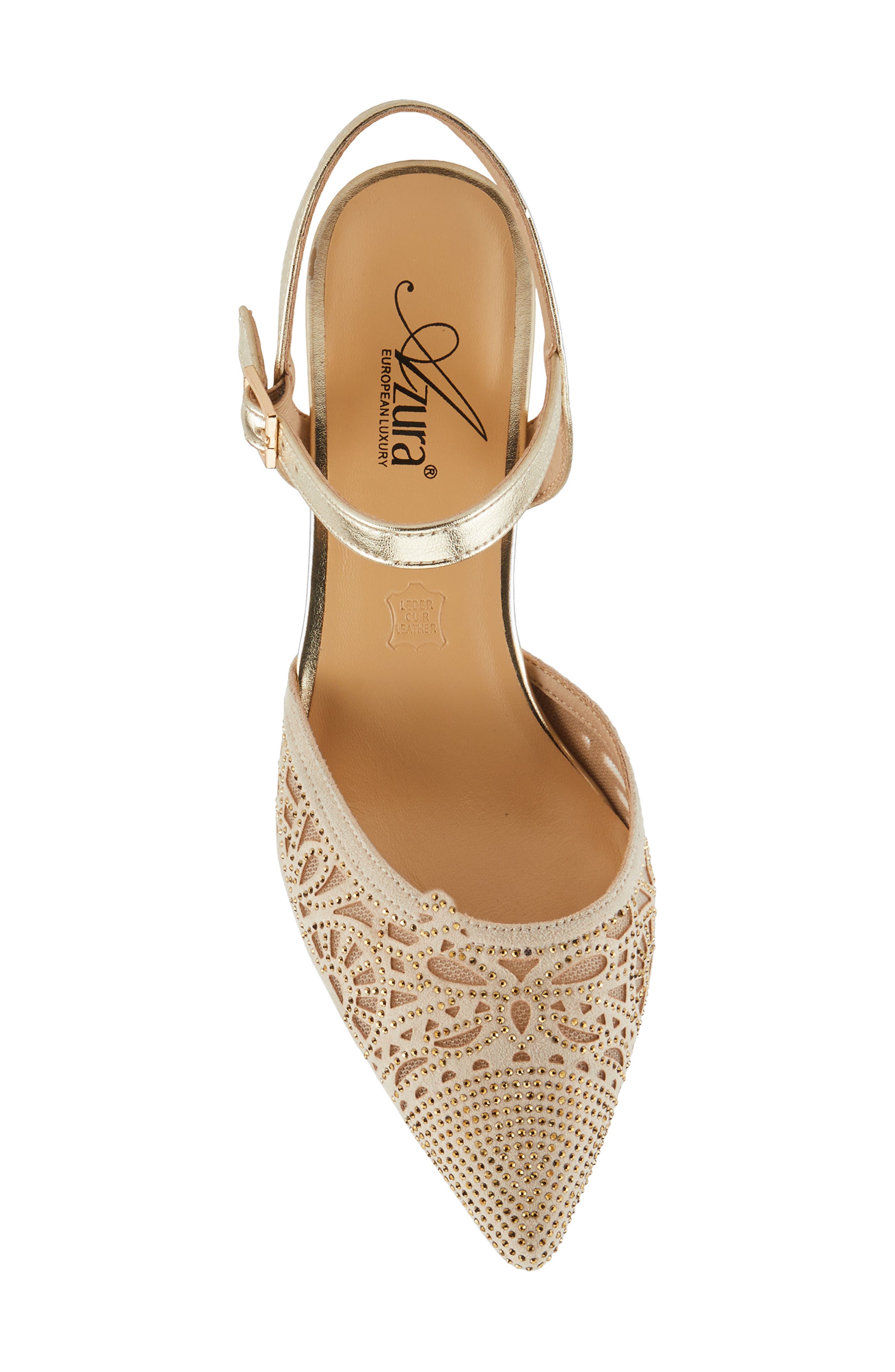 Delicate Ankle Strap Pointed Toe Pump, Alternate, color, SOFT GOLD