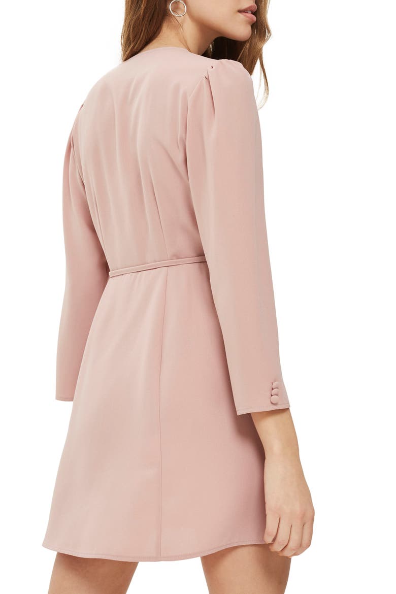Crepe Wrap Minidress, Alternate, color, BLUSH