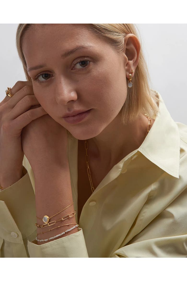 Gold Stilla Mother of Pearl Huggie Earrings, Alternate, color, Mother of Pearl