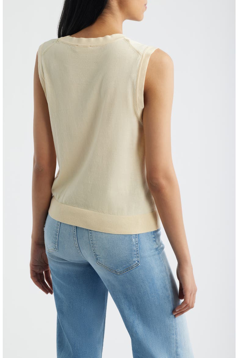 Button Front Cotton Sweater Vest, Alternate, color, VANILLA