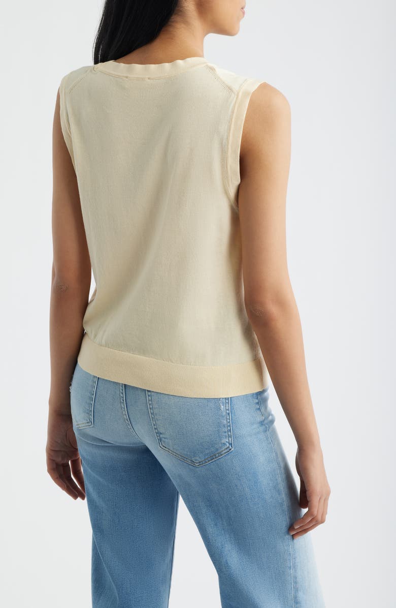 Mavi Jeans Button Front Cotton Sweater Vest, Alternate, color, Vanilla