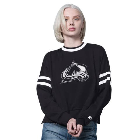 Women's Starter  Black Colorado Avalanche Rally Fleece Cropped Sweatshirt
