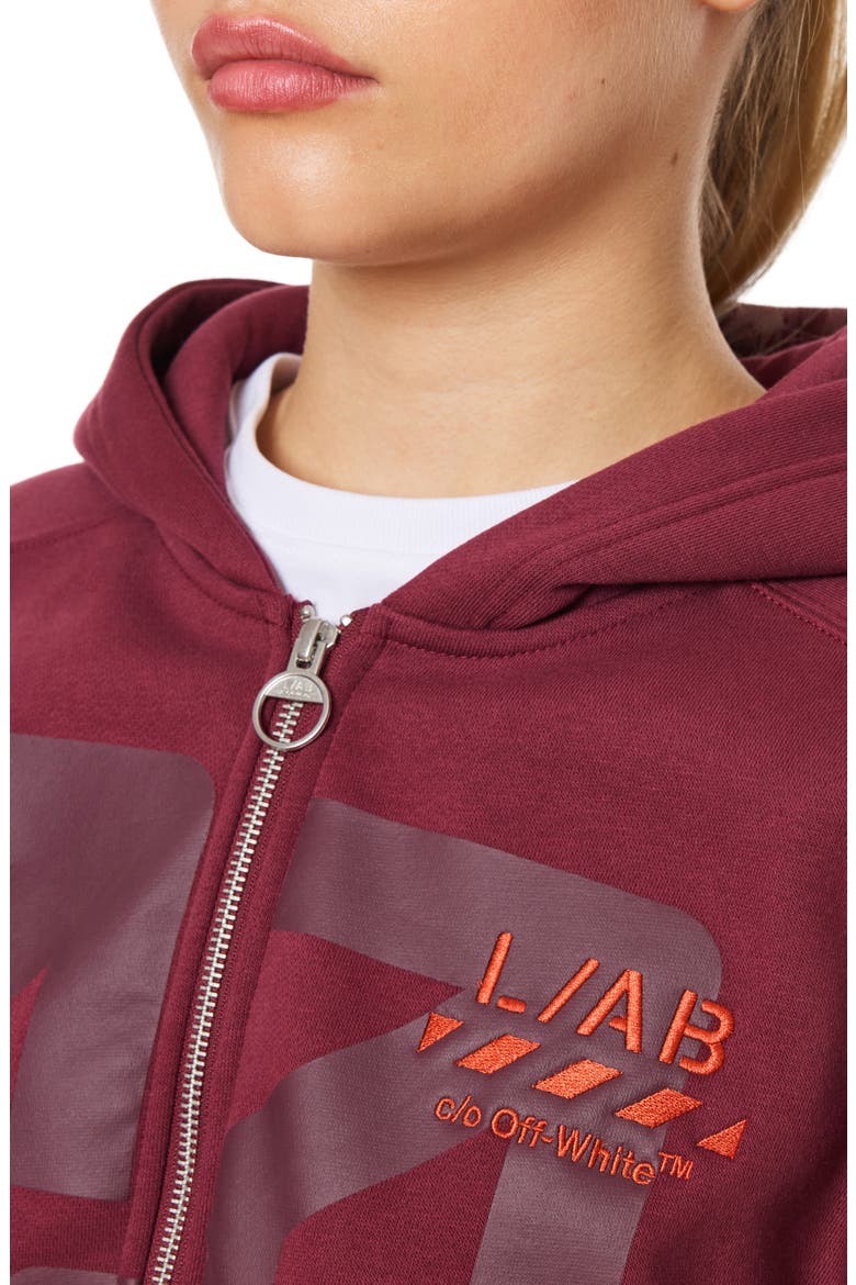 Graphic Cropped Full Zip Hoodie, Alternate, color, BURGUNDY