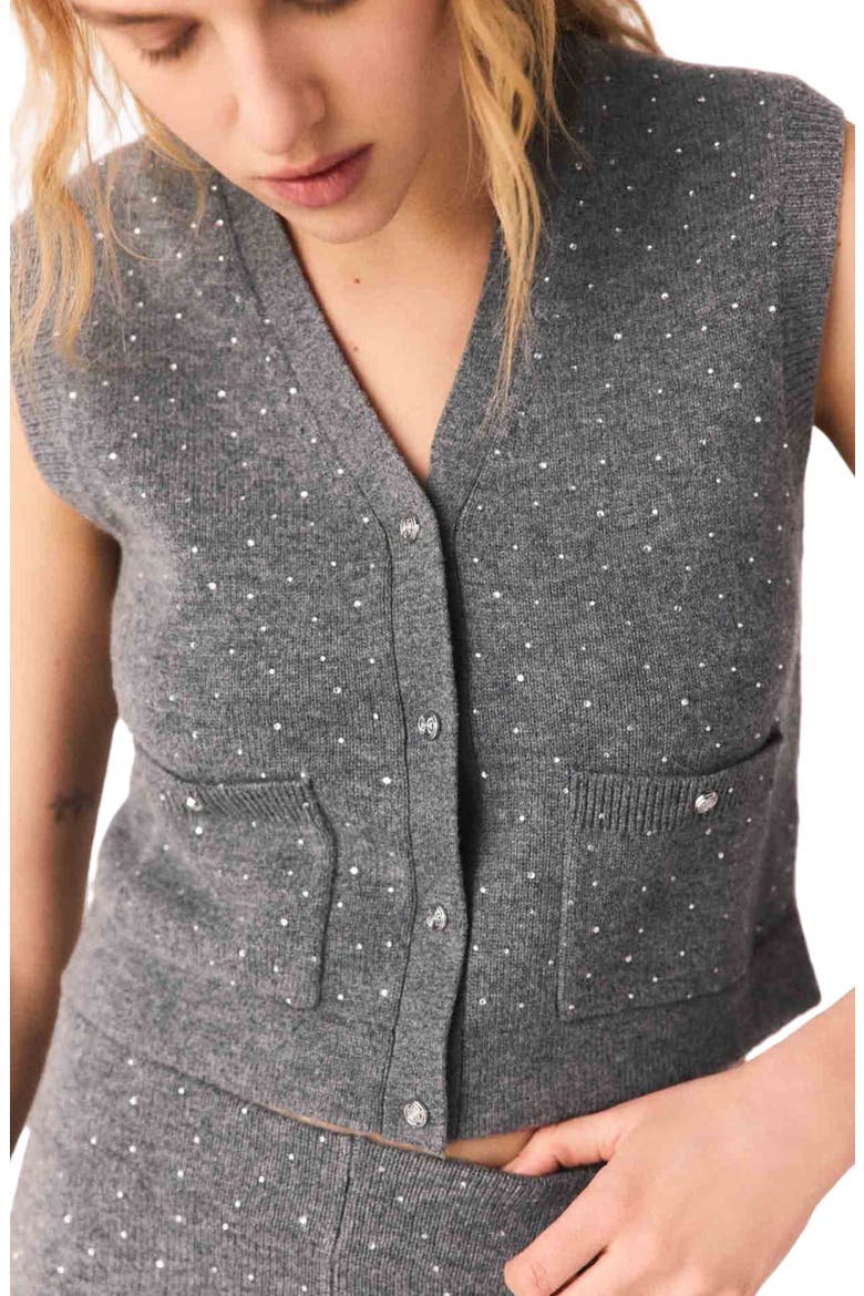 Rhinestone knit top, Alternate, color, Grey