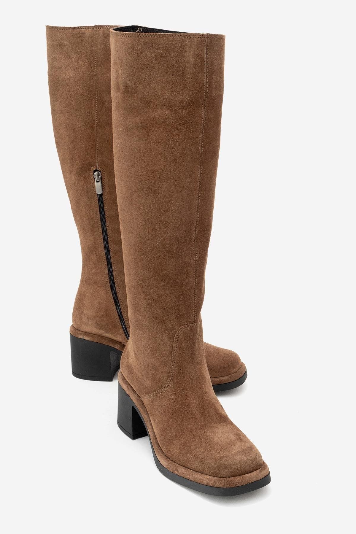 Fros Leather Knee High Boot, Alternate, color, Cognac Suede