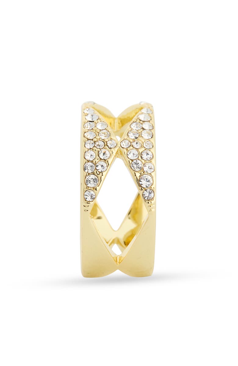 Covet Cutout Pavé Crystal Band Ring, Alternate, color, Gold