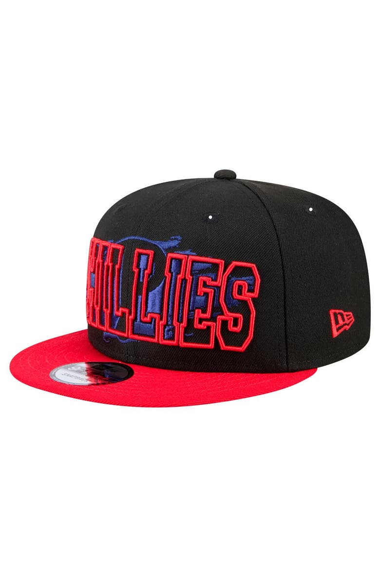 New Era Men's New Era Black Philadelphia Phillies Splatter 9FIFTY Snapback Hat, Main, color,
