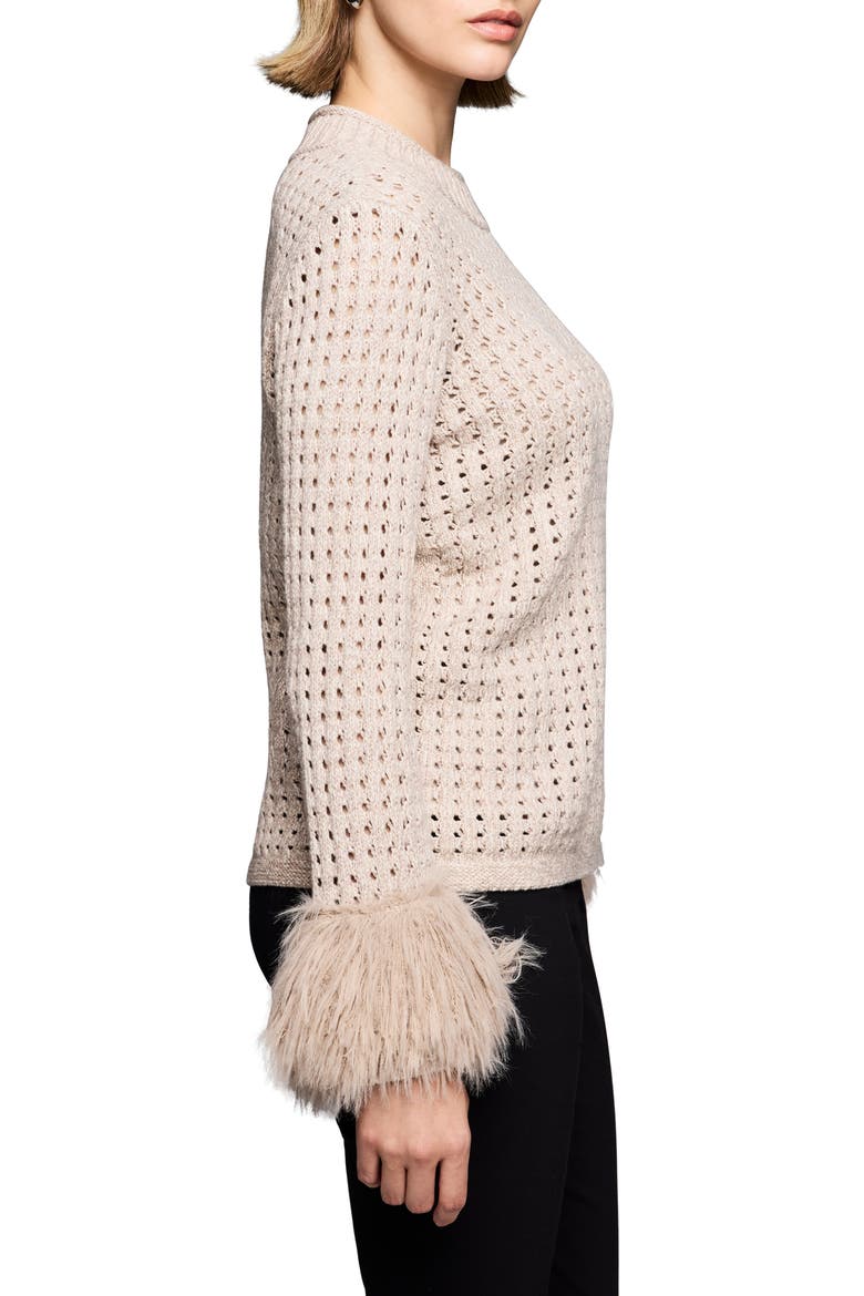 Party Cuff Pointelle Sweater, Alternate, color, CREAM MULTI