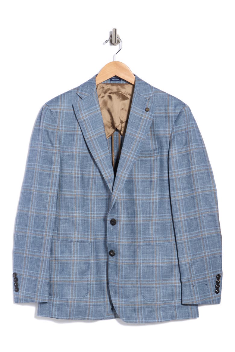 Hertford Plaid Wool, Silk & Linen Soft Jacket, Alternate, color, STORM