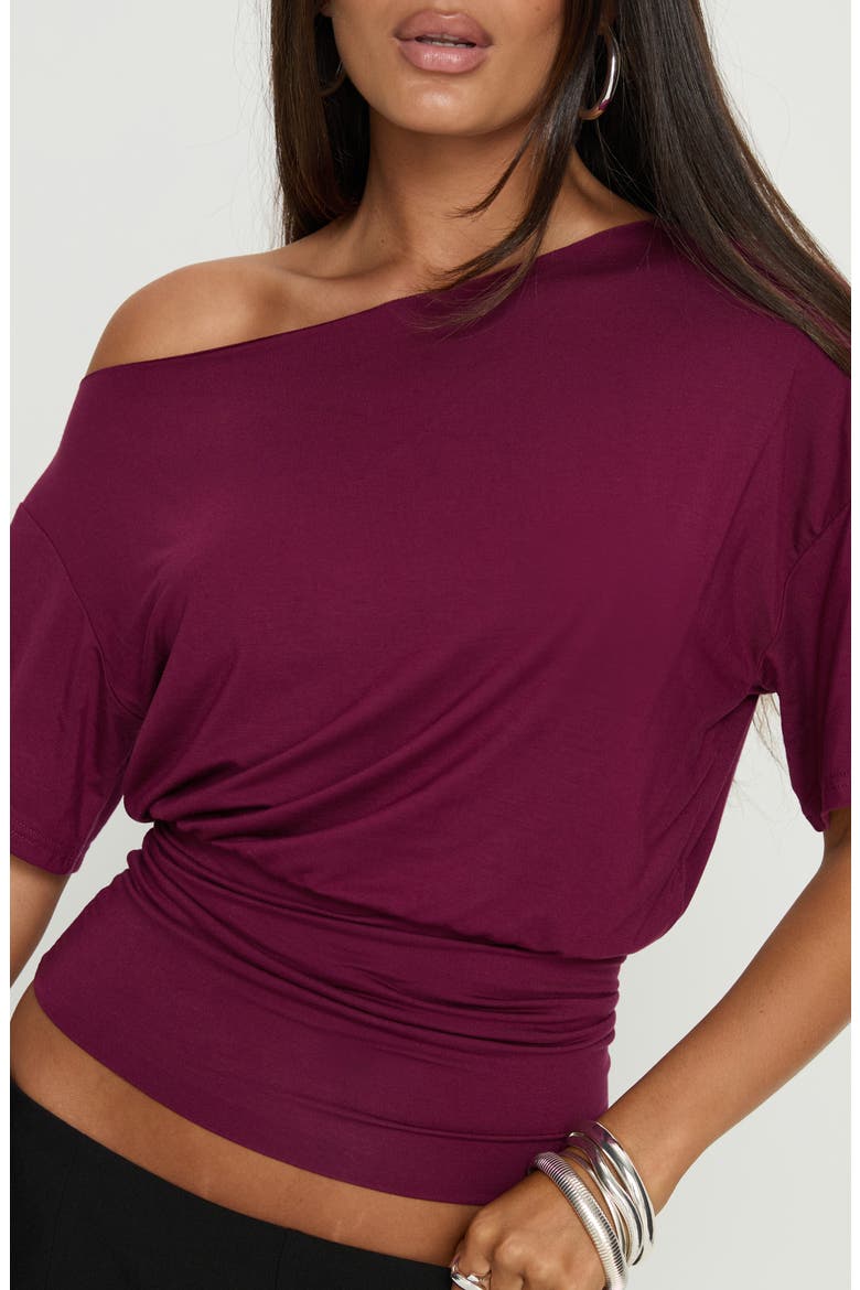 Ashlinn Off the Shoulder Drapey Crop Top, Alternate, color, CHERRY LACQUER