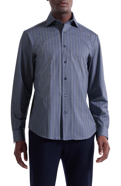 Devon OoohCotton® Chevron Illusion Print Button-Up Shirt