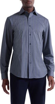 Bugatchi Devon OoohCotton® Chevron Illusion Print Button-Up Shirt