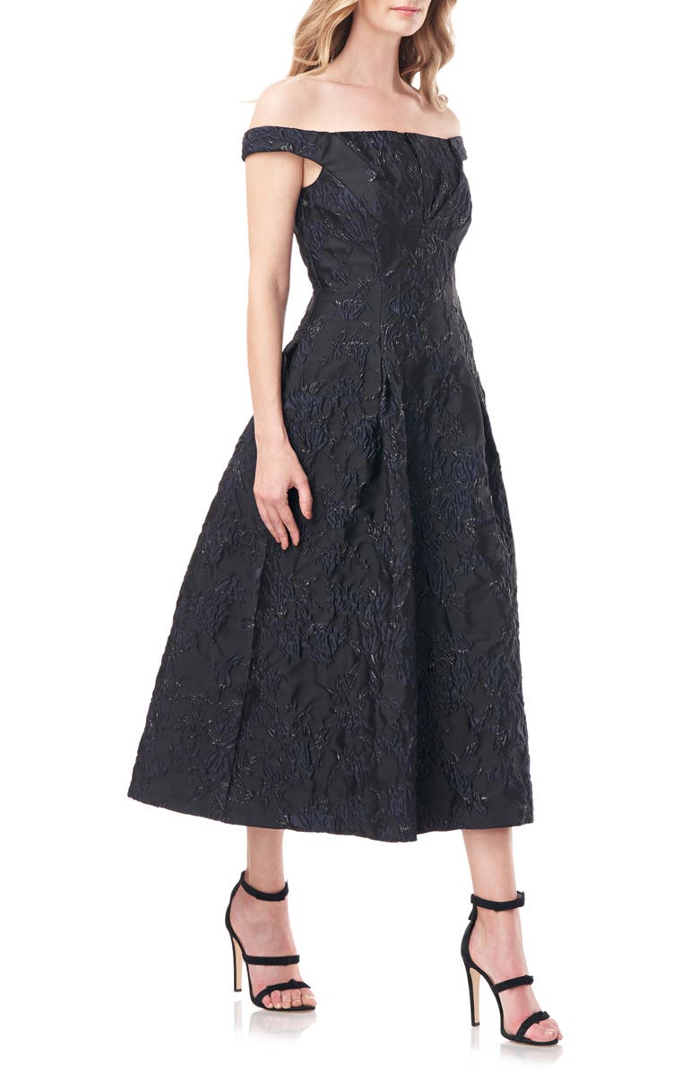 Kay Unger Carina Metallic Floral Brocade Cocktail Dress, Alternate, color,